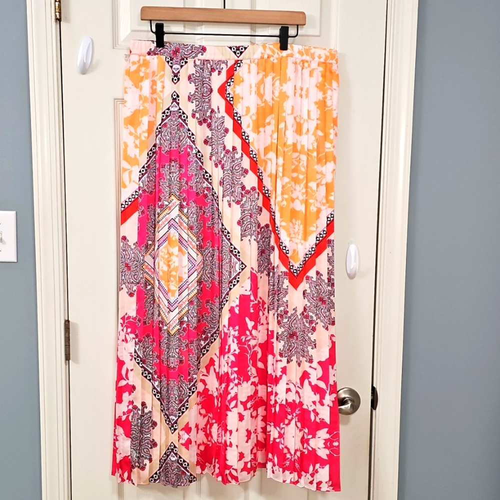 Multicolor Geometric Maxi Skirt Elegant Wear Office Wear Career Minimalist